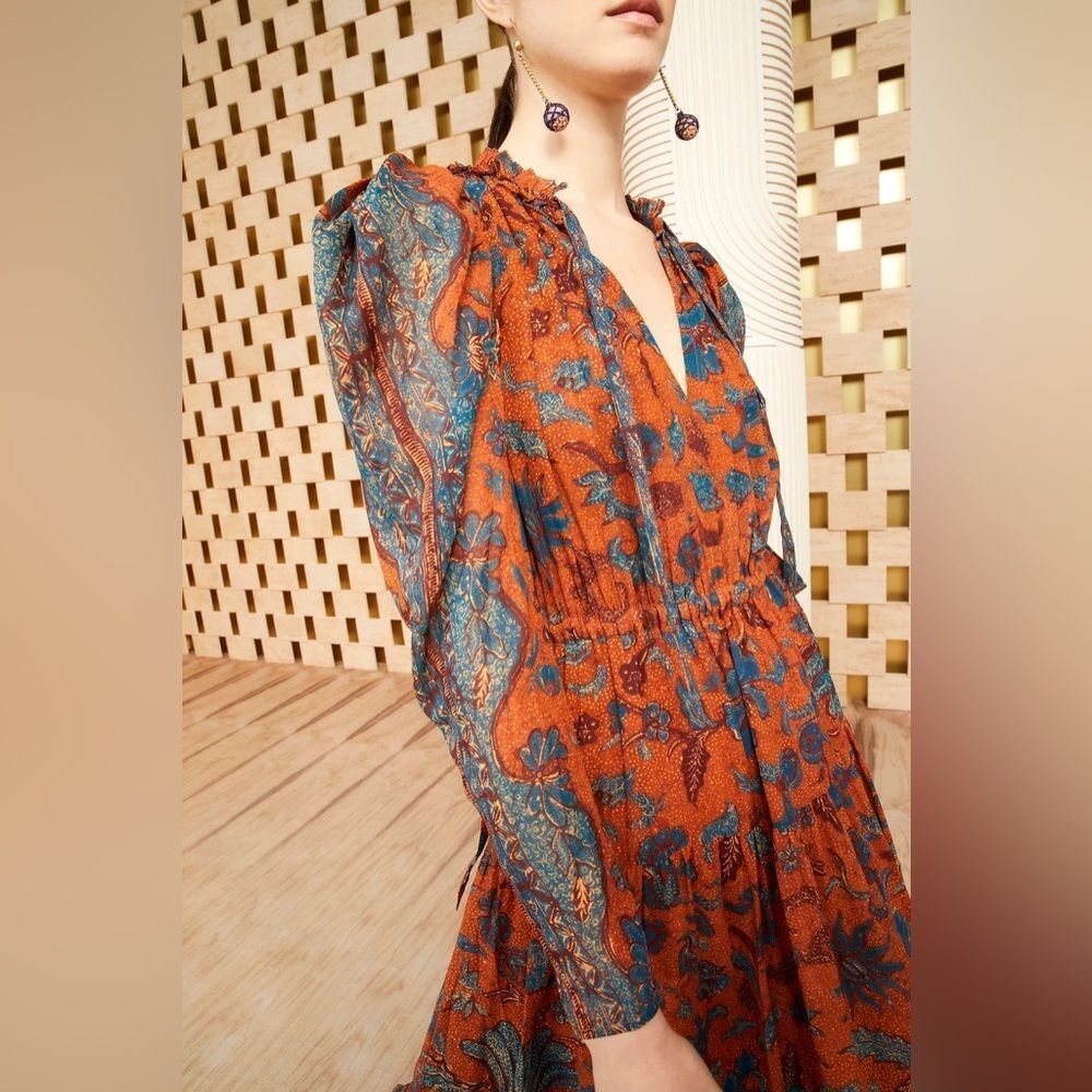 Ulla Johnson Beatrice Dress Baked Clay Floral Boho NWT - Picture 8 of 9